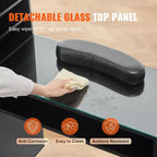 Table de manucure VEVOR, table à ongles en verre, station de manucure coiffeuse avec armoires de rangement, table de technicien en ongles résistante à l'acétone