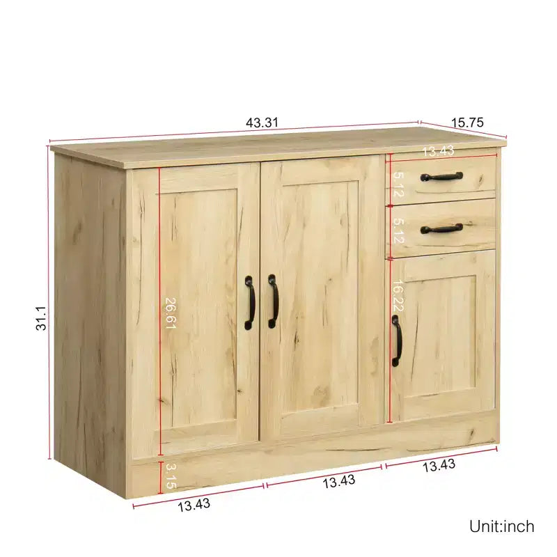 CLIHOME Buffet 3 Portes en Bois Moderne, Desserte d'Entrée, Console de Salle à Manger