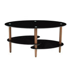 Table basse en verre Table basse ovale Table basse de salon moderne Table d'appoint avec plateau transparent/noir-ModernLuxe