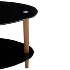 Table basse en verre Table basse ovale Table basse de salon moderne Table d'appoint avec plateau transparent/noir-ModernLuxe