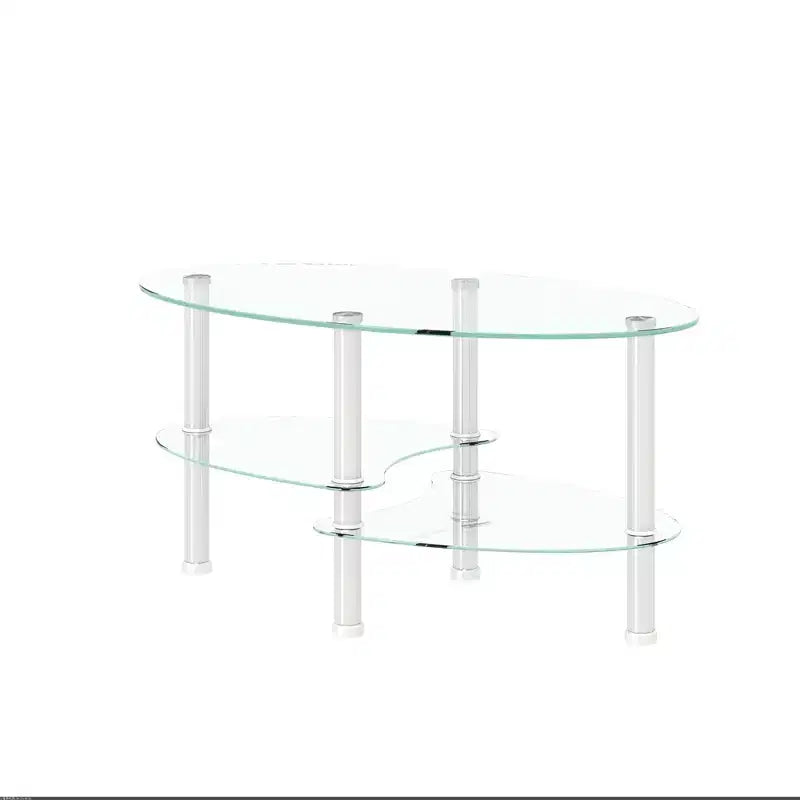 Table basse en verre Table basse ovale Table basse de salon moderne Table d'appoint avec plateau transparent/noir-ModernLuxe