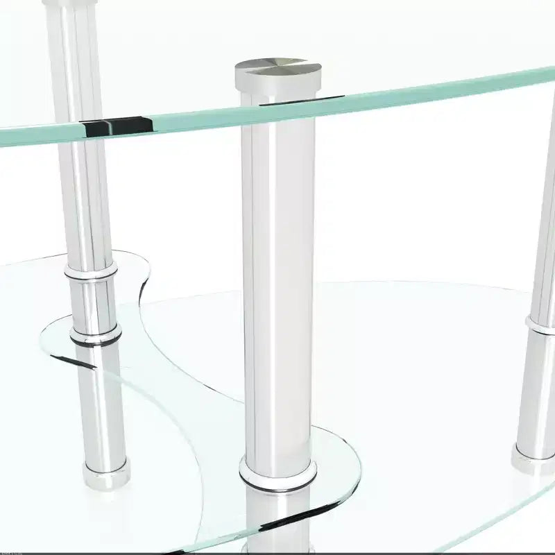 Table basse en verre Table basse ovale Table basse de salon moderne Table d'appoint avec plateau transparent/noir-ModernLuxe