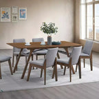 Chaise de salle à manger moderne en bois et tissu rembourré Lucia de GDFStudio (lot de 2)