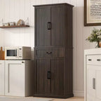 HOMCOM Meuble de Rangement de Cuisine 71 LED, Armoire de Rangement de Style Ferme avec Étagères de Porte, Étagères Réglables et Tiroir, Brun Vieilli