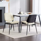 MAYEERTY Chaises de salle à manger modernes du milieu du siècle - Similicuir, dossier en bois courbé noyer, pieds en métal, pied réglable, PU beige, lot de 2