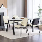 MAYEERTY Chaises de salle à manger modernes du milieu du siècle - Similicuir, dossier en bois courbé noyer, pieds en métal, pied réglable, PU beige, lot de 2