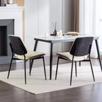 MAYEERTY Chaises de salle à manger modernes du milieu du siècle - Similicuir, dossier en bois courbé noyer, pieds en métal, pied réglable, PU beige, lot de 2