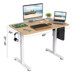 MAYEERTY Bureau électrique debout en chêne 40x24 - Utilisation à domicile, plateau en bois massif, hauteur réglable