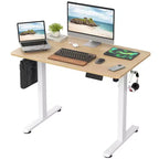 MAYEERTY Bureau électrique debout en chêne 40x24 - Utilisation à domicile, plateau en bois massif, hauteur réglable