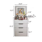 Coiffeuse et tabouret Okak avec miroir, coiffeuse 3-en-1 avec miroir basculant, petite coiffeuse avec plateau en verre visible