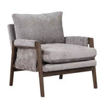 Fauteuil d'appoint en velours Okak Mid-Century Modern, fauteuil moelleux avec cadre en bois d'hévéa massif pour salon, chambre, bureau