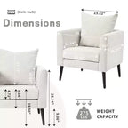 Fauteuils d'appoint Okak pour chambre à coucher, fauteuil rembourré moderne, fauteuil de salon en tissu de style Mid-Century, fauteuil de lecture confortable avec pieds en bois