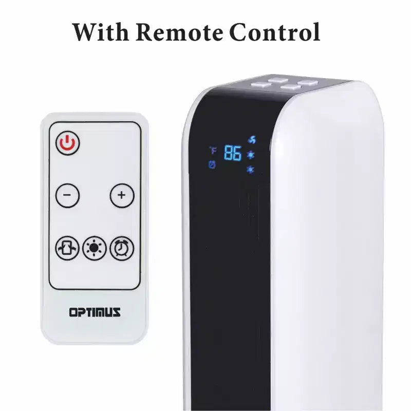 Chauffage tour oscillant Optimus de 17 po avec télécommande, affichage numérique de la température et réglage