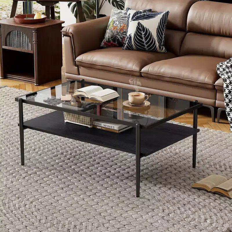 MAYEERTY Ensemble de 3 tables basses et tables d'appoint, Table en verre trempé avec couche en MDF, Tables modernes pour salon, Verre gris