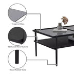 MAYEERTY Ensemble de 3 tables basses et tables d'appoint, Table en verre trempé avec couche en MDF, Tables modernes pour salon, Verre gris