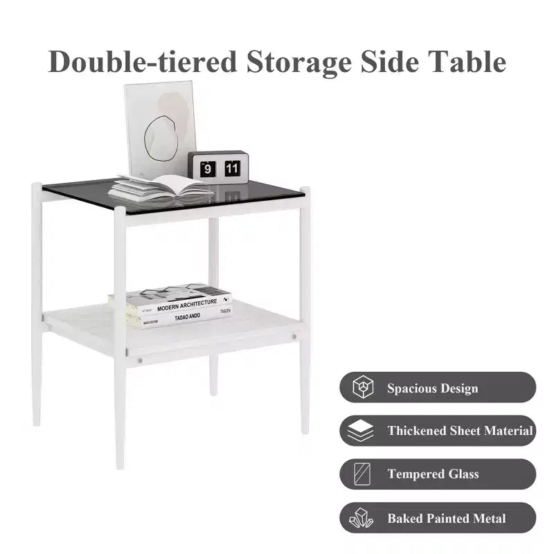 MAYEERTY Ensemble de 3 tables basses et tables d'appoint, Table en verre trempé avec couche en MDF, Tables modernes pour salon, Verre gris