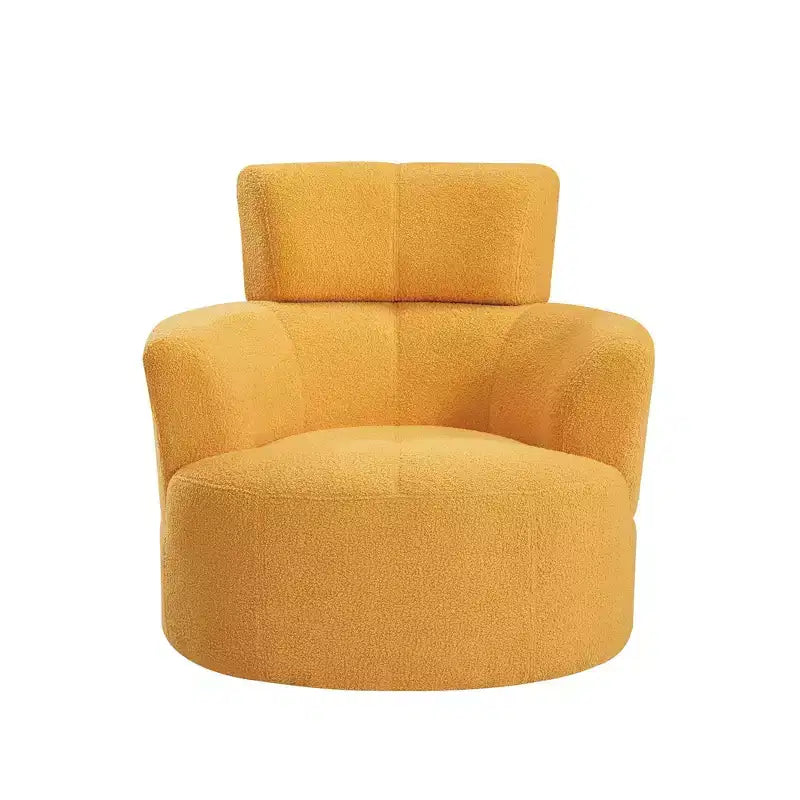 Fauteuil pivotant Okak Modern Accent, fauteuil pivotant en tissu avec accoudoirs, fauteuil de canapé rond avec appui-tête réglable pour salon, chambre à coucher