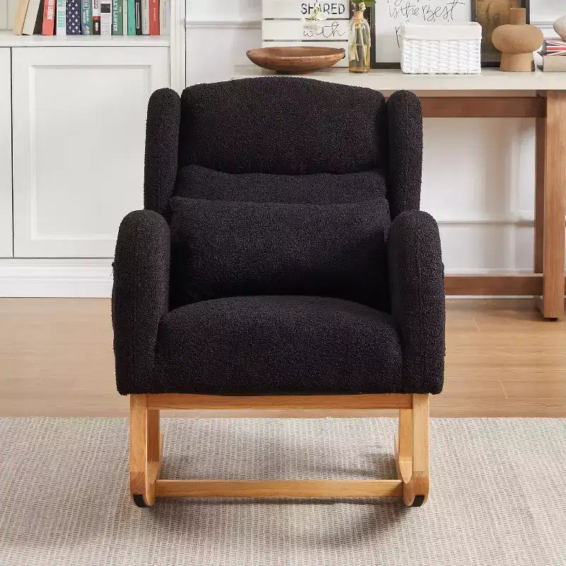 Okak Fauteuil d'appoint moderne pour salon, fauteuil à bascule avec accoudoirs et dossier haut, 69 cm de large, deux poches latérales
