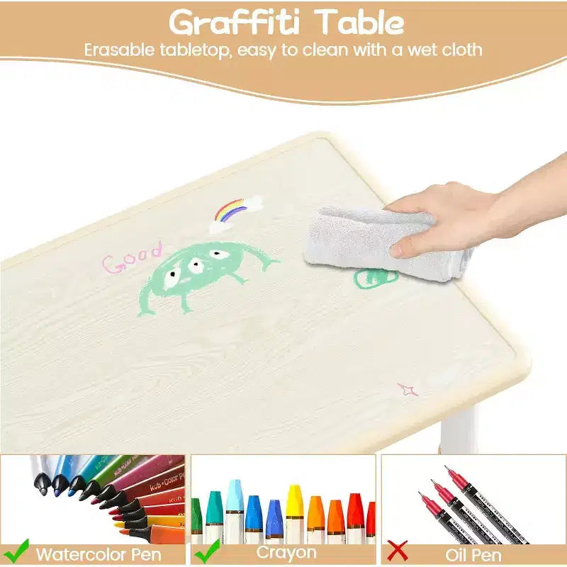 Ensemble Table et 6 Chaises pour Enfants avec Boîte de Rangement, Table et Chaises Réglables en Hauteur pour Enfants de 2 à 10 Ans, pour Garderie, Salle de Classe, Maison
