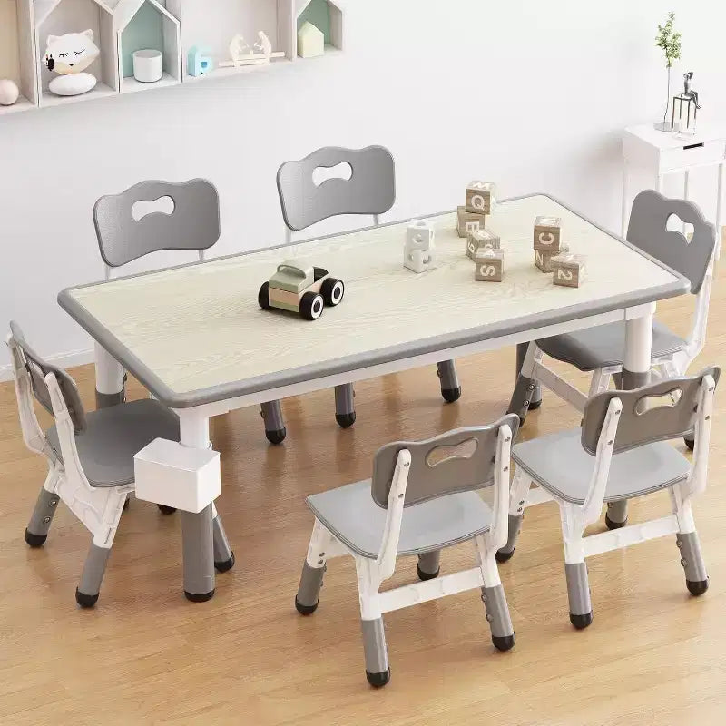 Ensemble Table et 6 Chaises pour Enfants avec Boîte de Rangement, Table et Chaises Réglables en Hauteur pour Enfants de 2 à 10 Ans, pour Garderie, Salle de Classe, Maison
