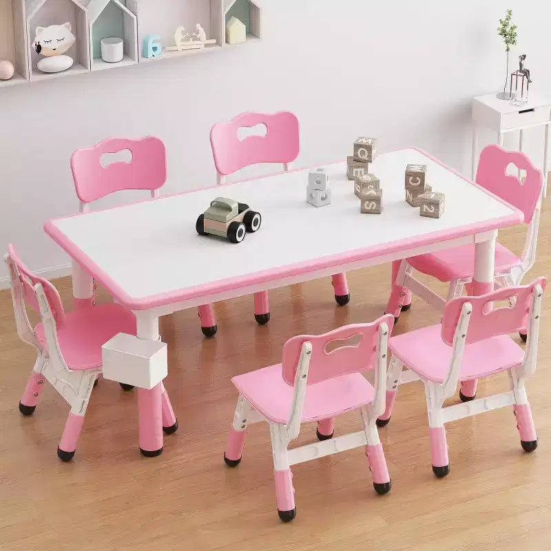 Ensemble Table et 6 Chaises pour Enfants avec Boîte de Rangement, Table et Chaises Réglables en Hauteur pour Enfants de 2 à 10 Ans, pour Garderie, Salle de Classe, Maison