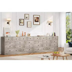 Commode à 12 tiroirs pour chambre à coucher, coffre en bois de 61 po avec prise de courant intégrée, grand organisateur de rangement pour vêtements, salon, couloir ou bureau