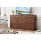 Commode à 12 tiroirs pour chambre à coucher, coffre en bois de 61 po avec prise de courant intégrée, grand organisateur de rangement pour vêtements, salon, couloir ou bureau