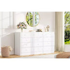 Commode à 12 tiroirs pour chambre à coucher, coffre en bois de 61 po avec prise de courant intégrée, grand organisateur de rangement pour vêtements, salon, couloir ou bureau