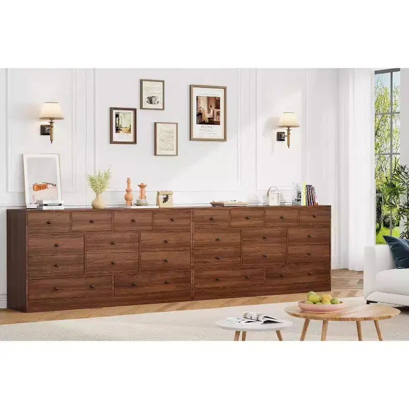Commode à 12 tiroirs pour chambre à coucher, coffre en bois de 61 po avec prise de courant intégrée, grand organisateur de rangement pour vêtements, salon, couloir ou bureau