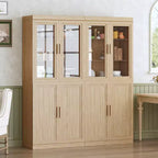 Armoire de rangement haute - Meuble de rangement avec portes vitrées pour cuisine, salle à manger