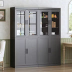 Armoire de rangement haute - Meuble de rangement avec portes vitrées pour cuisine, salle à manger