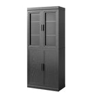 Armoire de rangement haute - Meuble de rangement avec portes vitrées pour cuisine, salle à manger