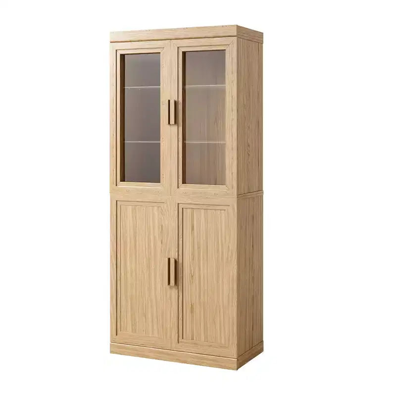 Armoire de rangement haute - Meuble de rangement avec portes vitrées pour cuisine, salle à manger