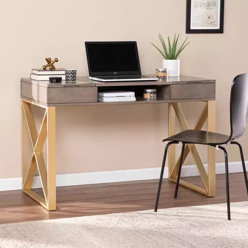 Bardmont Bureau deux tons avec rangement - Gris - SEI