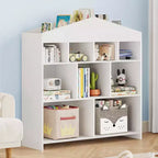Meuble de rangement 9 cubes pour livres et jouets pour enfants - Bibliothèque en bois blanc pour salle de jeux, chambre de bébé et chambre d'enfant