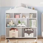 Meuble de rangement 9 cubes pour livres et jouets pour enfants - Bibliothèque en bois blanc pour salle de jeux, chambre de bébé et chambre d'enfant