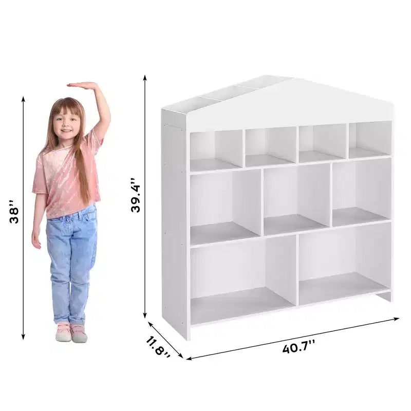 Meuble de rangement 9 cubes pour livres et jouets pour enfants - Bibliothèque en bois blanc pour salle de jeux, chambre de bébé et chambre d'enfant