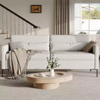 80 Linen Sofa, 3 Seater Sofa, Modern Couch and Sofa, Comfy Armrests and Seats and Backrests