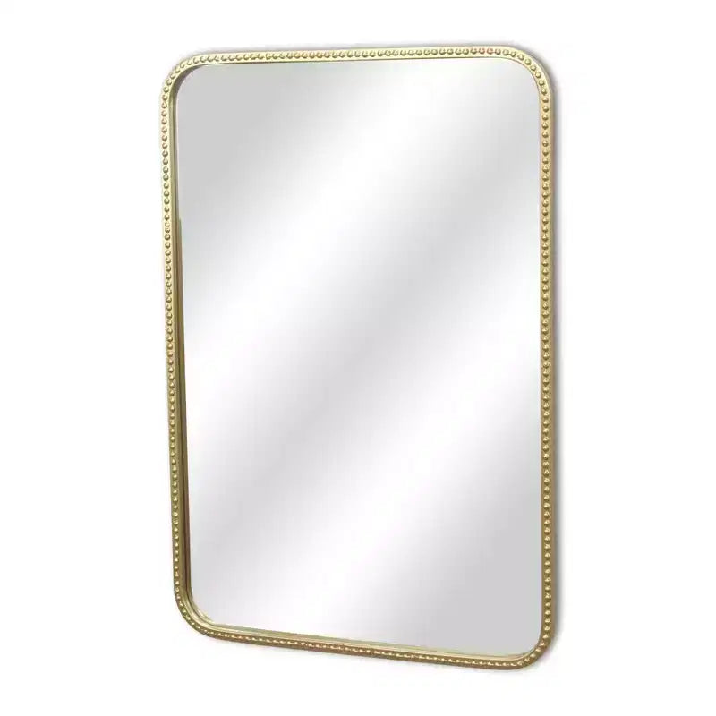 Miroir d'appoint HomeRoots 32 en métal doré avec perles