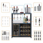 DobleePy Armoires de bar, armoires à vin, buffets, étagères réglables, adaptées aux petits meubles de bar dans les cuisines et les restaurants, couleur rétro