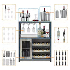 DobleePy Armoires de bar, armoires à vin, buffets, étagères réglables, adaptées aux petits meubles de bar dans les cuisines et les restaurants, couleur rétro