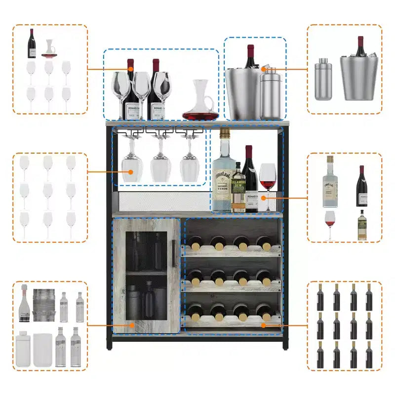 DobleePy Armoires de bar, armoires à vin, buffets, étagères réglables, adaptées aux petits meubles de bar dans les cuisines et les restaurants, couleur rétro