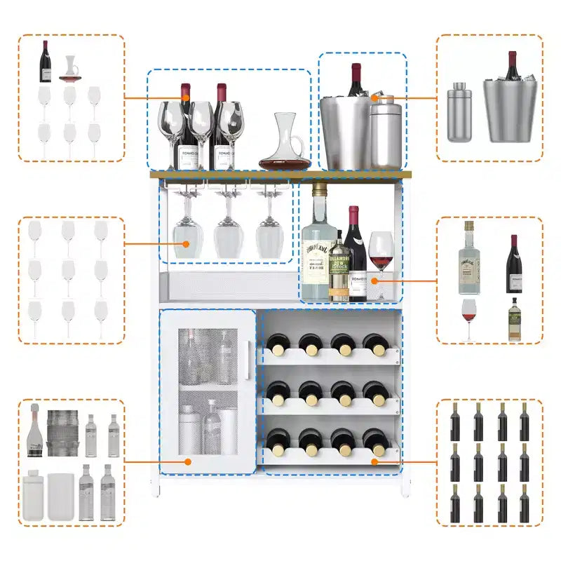 DobleePy Armoires de bar, armoires à vin, buffets, étagères réglables, adaptées aux petits meubles de bar dans les cuisines et les restaurants, couleur rétro