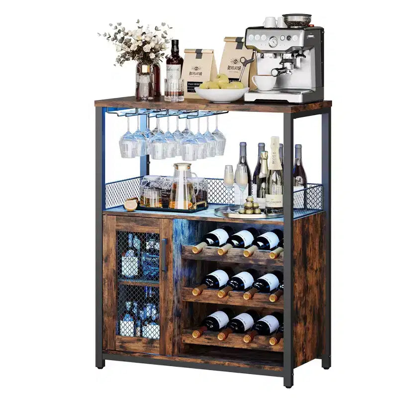 DobleePy Armoires de bar, armoires à vin, buffets, étagères réglables, adaptées aux petits meubles de bar dans les cuisines et les restaurants, couleur rétro