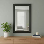Miroir d'appoint encadré HomeRoots 26, lignes biseautées noires