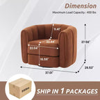 Fauteuil d'appoint pivotant Whisen pour salon, fauteuil confortable avec base latérale en bois, fauteuil d'appoint pivotant luxueux et rembourré