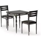 Ensemble table à manger 3 pièces avec pieds en métal en spirale, ensemble compact table et 2 chaises pour petits espaces, ensemble de salle à manger industriel rustique, marron