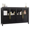 55 Large Buffet Sideboard Cabinet with 4 Glass Doors and Shelves, Modern Farmhouse Storage Cabinet Table for Kitchen Dining Room Living Room Hallway