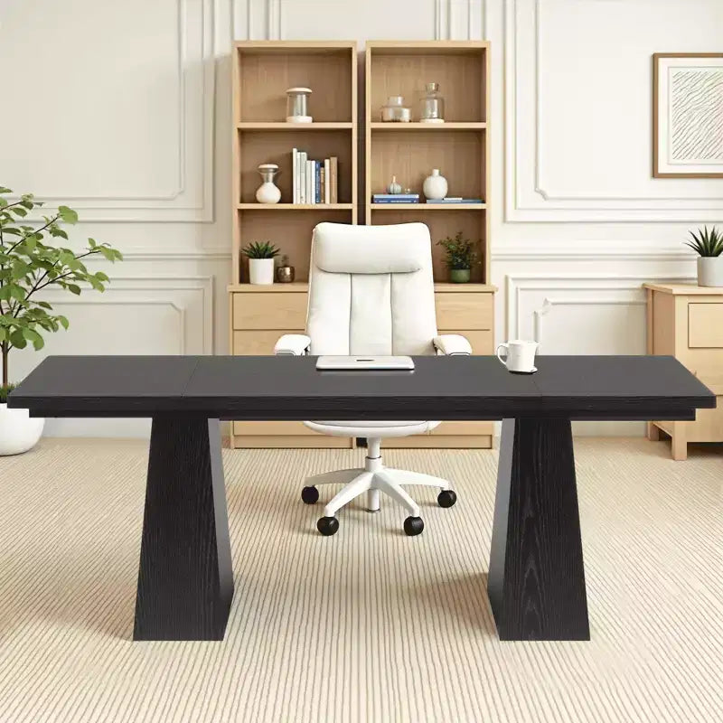 MAYEERTY 63 Bureau de Direction, Table d'Étude, d'Écriture et de Jeu Multifonctionnelle avec Bords Arrondis pour Bureau à Domicile