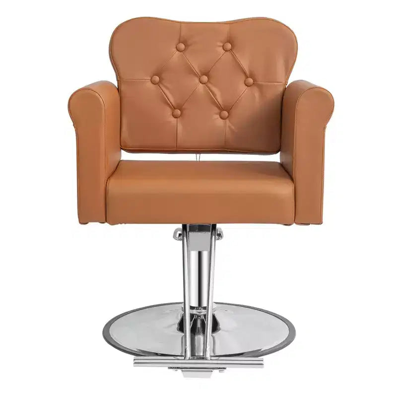 Fauteuil de salon de coiffure pivotant hydraulique robuste Karl Home Black Gold avec capitonnage à boutons